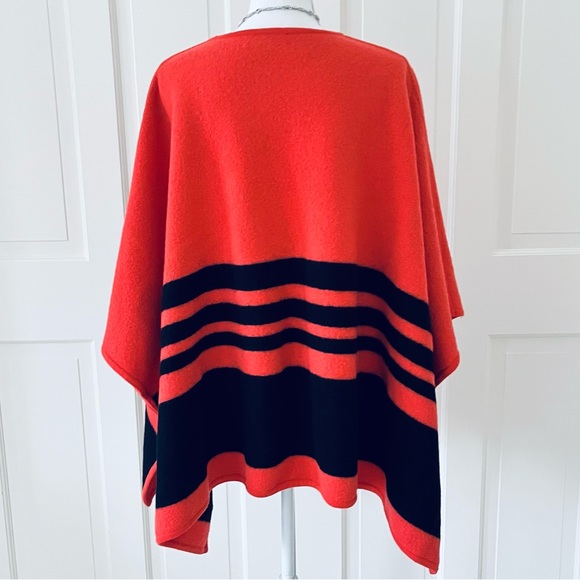 Kate Spade Broome St. orange black wool poncho - Picture 2 of 7